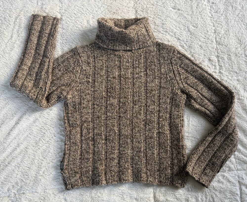 VTG Abercrombie & Fitch Y2K Turtleneck Sweater L 100% Merino Wool Chunky Knit